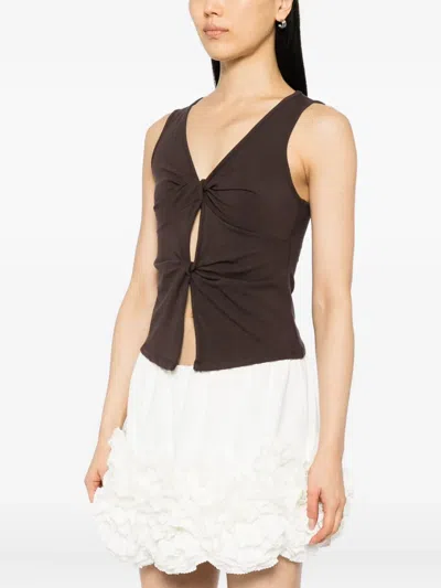 Reformation Tefi Twist Cutout Stretch Organic Cotton Tank In Brown
