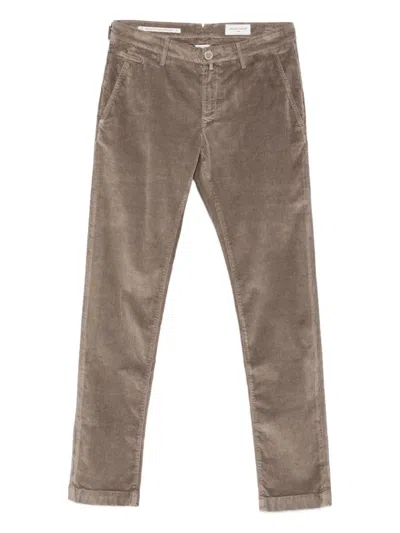 Jacob Cohen Pantalone Slim Fit Gray Tr 1000r Velluto Corda Trousers Beige In Brown