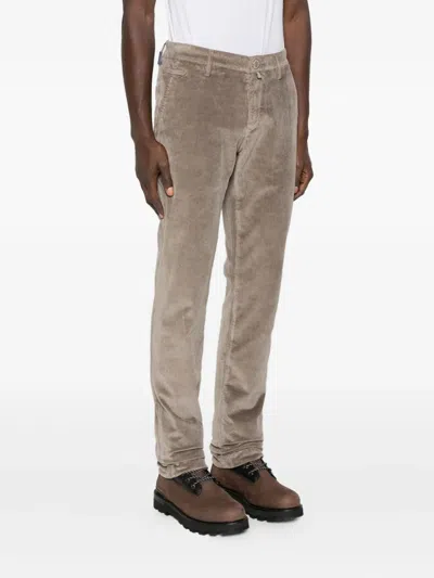 Jacob Cohen Pantalone Slim Fit Gray Tr 1000r Velluto Corda Trousers Beige In Brown