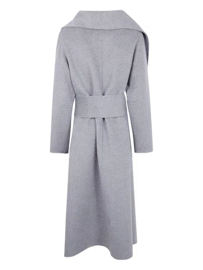 Khaite Wrap-belt Wool Coat In Gray