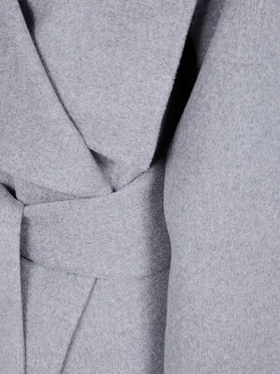 Khaite Wrap-belt Wool Coat In Gray