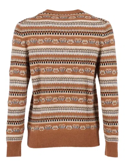 Ballantyne R Neck Pullover In Brown