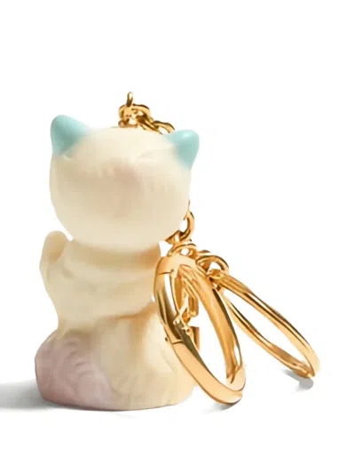 Valentino Garavani Portachiavi Le Chat De La Maison Multicolor In Metallo E Nylon Donna In Gold