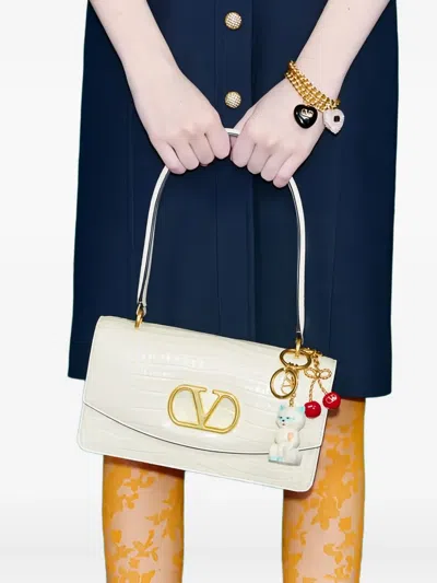 Valentino Garavani Portachiavi Le Chat De La Maison Multicolor In Metallo E Nylon Donna In Gold