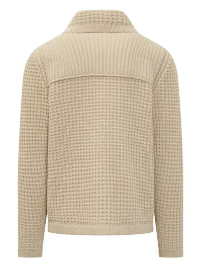 Rakkì Beige Cardigan With Buttons And Hook And Loop Closure In Neutral