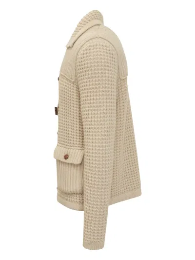 Rakkì Beige Cardigan With Buttons And Hook And Loop Closure In Neutral