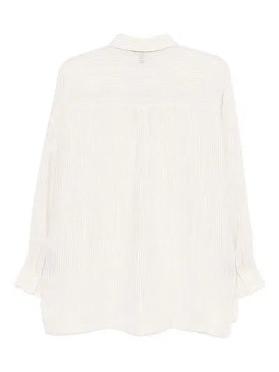 Eileen Fisher Classic Collar Organic Linen Long Sleeve Button-up Shirt In Chalk