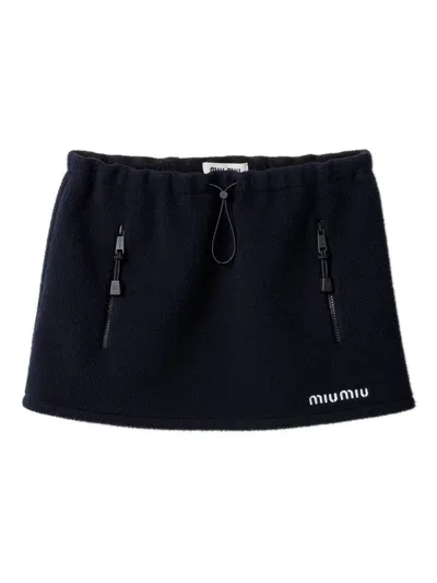 Miu Miu Drawstring Mini Skirt In Black