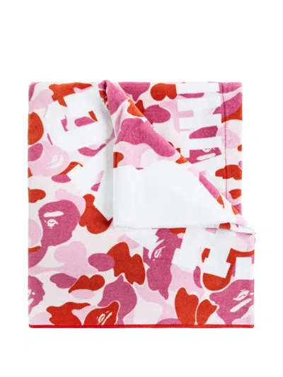 A Bathing Ape Camouflage-pattern Bath Towel In Pink