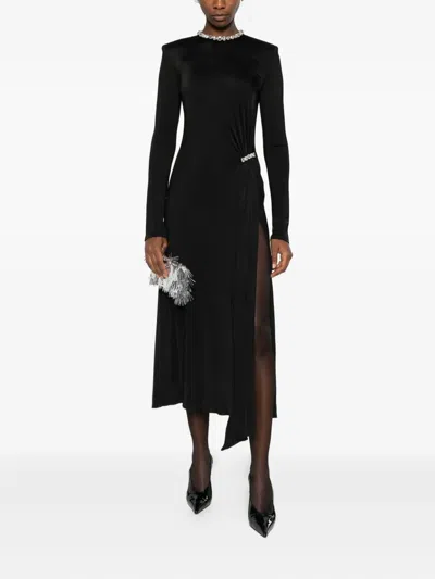 David Koma Crystal-embellished Draped Dress In Black