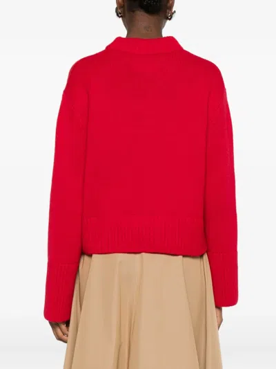 Lisa Yang Bright Red Crew-neck Long-sleeve Sweater In Red