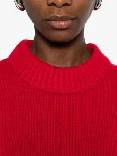 Lisa Yang Bright Red Crew-neck Long-sleeve Sweater In Red