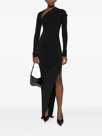 Amen Asymmetrical Draped Dress In Black