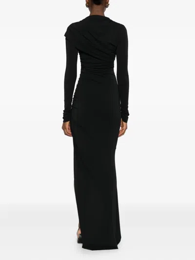Amen Asymmetrical Draped Dress In Black