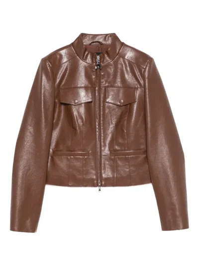 Patrizia Pepe Brown Biker Jacket In Brown
