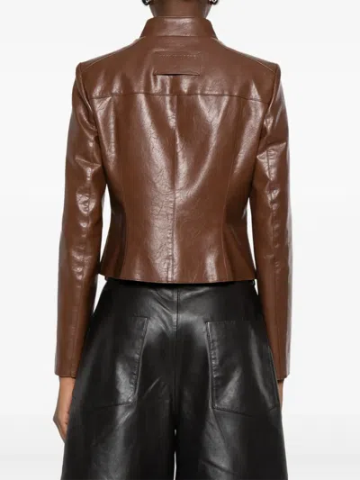 Patrizia Pepe Brown Biker Jacket In Brown