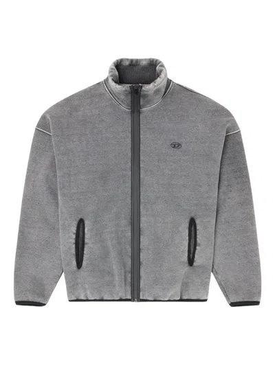 Diesel Mens S-baty Zipped Stretch Cotton-jersey Sweatshirt 02a In Gray