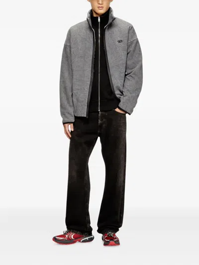 Diesel Mens S-baty Zipped Stretch Cotton-jersey Sweatshirt 02a In Gray