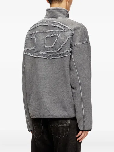 Diesel Mens S-baty Zipped Stretch Cotton-jersey Sweatshirt 02a In Gray