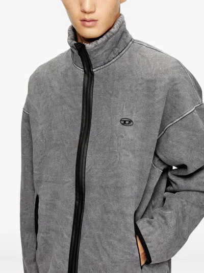 Diesel Mens S-baty Zipped Stretch Cotton-jersey Sweatshirt 02a In Gray