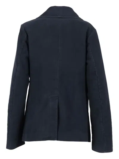 Aspesi Double-breasted Blue Jacket With Wide Lapel In Blue
