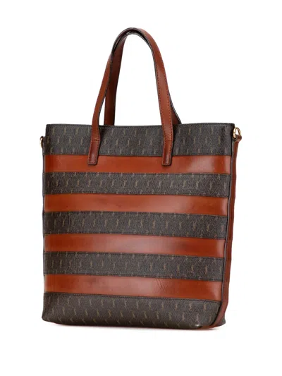 Pre-owned Saint Laurent 2021 Le Monogramme Coated Canvas And Leather Shopper Tote Satchel In Brown