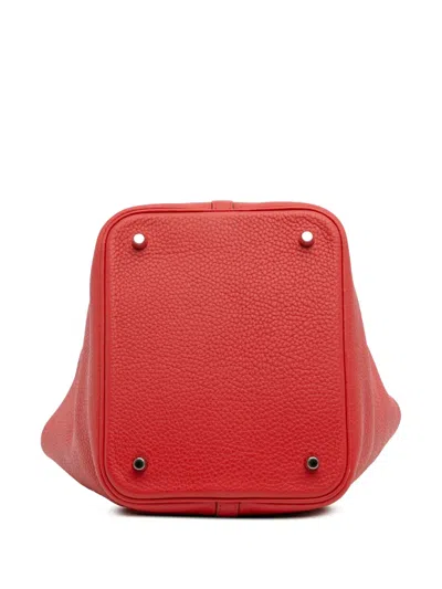 Pre-owned Hermes 2016 Clemence Picotin Lock 22 Handbag In Red