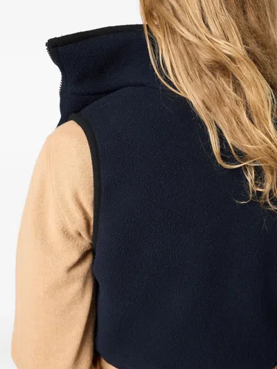 Miu Miu Sleeveless High Collar Drawstring Vest In Blue