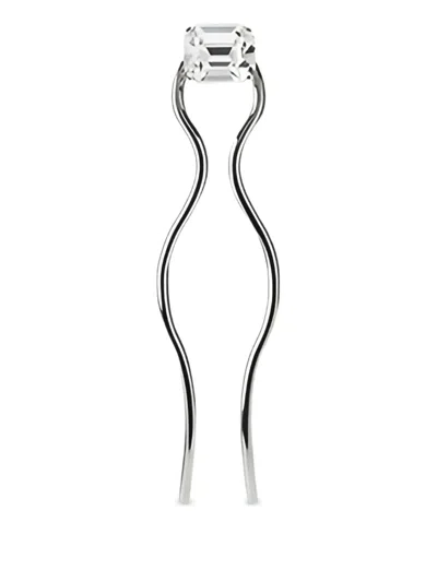 Maison Michel Crystal-embellished Wave Hair Slide In Silver