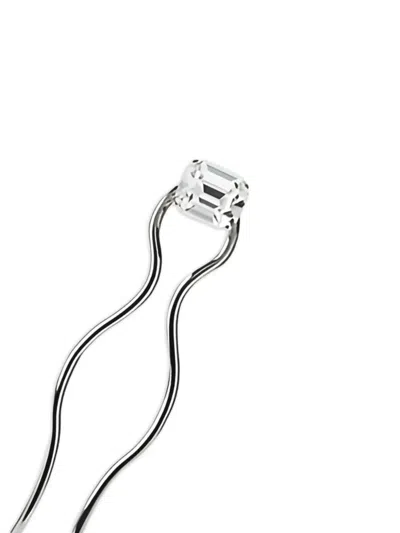 Maison Michel Crystal-embellished Wave Hair Slide In Silver
