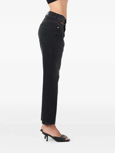 No44 Crossover-button Jeans In Black