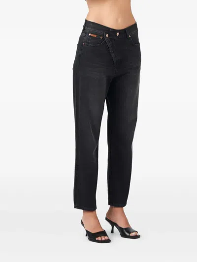 No44 Crossover-button Jeans In Black