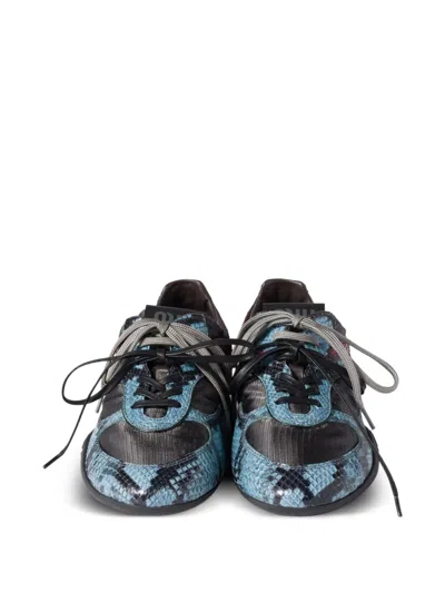 Miu Miu Gymnasium Technical Fabric And Python-print Ayers Leather Sneakers In Multi