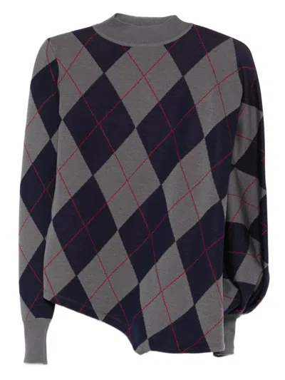 A.w.a.k.e. High-neck Diamond-pattern Sweater In Multi