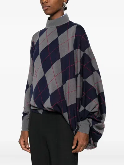 A.w.a.k.e. High-neck Diamond-pattern Sweater In Multi