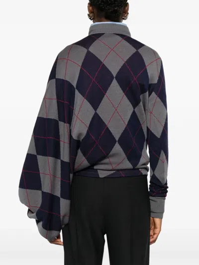 A.w.a.k.e. High-neck Diamond-pattern Sweater In Multi