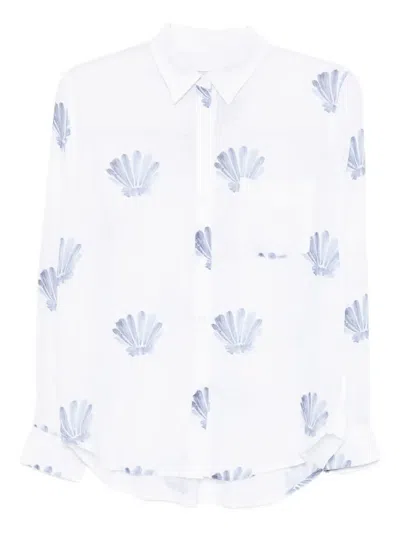 Rails Charli Seashell Print Linen Blend Button-up Shirt In White