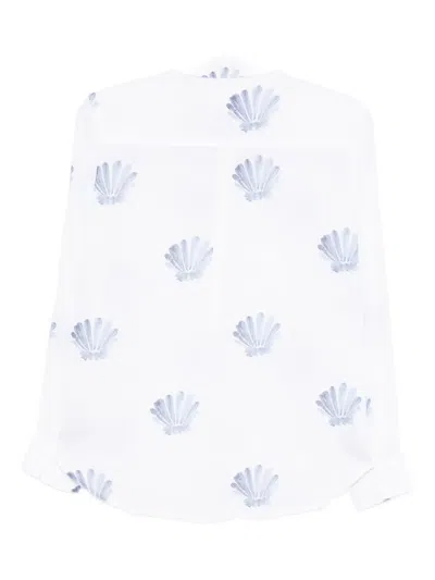 Rails Charli Seashell Print Linen Blend Button-up Shirt In White
