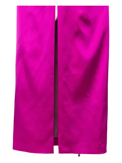 Talbot Runhof Duchesse Satin Ruched Maxi Dress In Pink