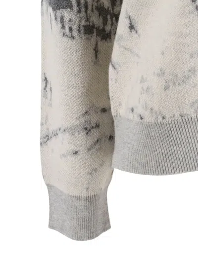 Ballantyne Fine Knit V-neck Cardigan With Button-down Front In Gray