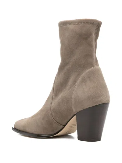 Stuart Weitzman 80mm Jolene Pointed-toe Sock Boots In Brown