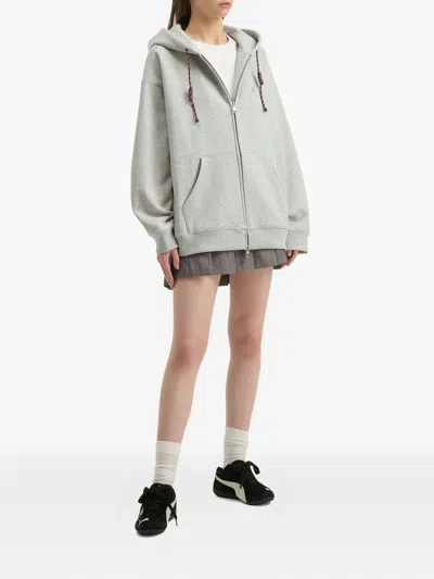 Tout A Coup Drawstring-hood Zip-up Hoodie In Gray