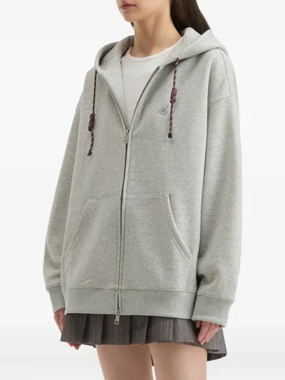 Tout A Coup Drawstring-hood Zip-up Hoodie In Gray