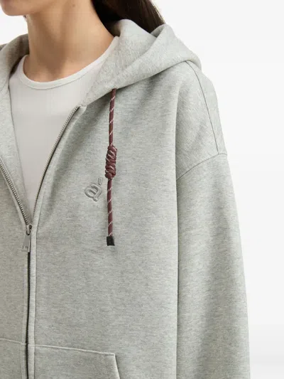 Tout A Coup Drawstring-hood Zip-up Hoodie In Gray