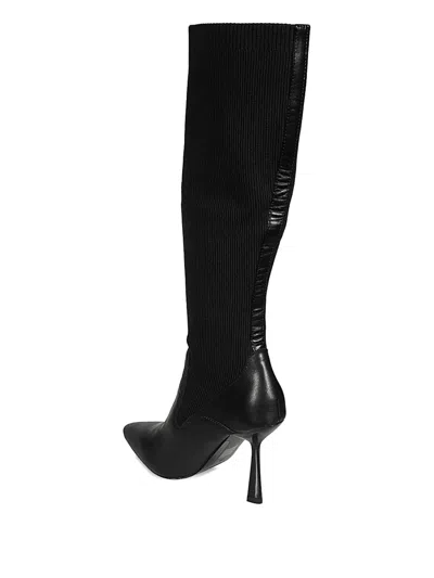 Karl Lagerfeld Knitted Pointy-toe Knee Boots In Black