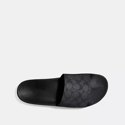 Coach Siganture Monogram Printed Slide Sandals In Black