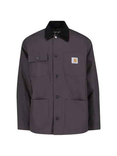 Carhartt Collared Neck Jacket With Long Sleeves And Pockets In Pink