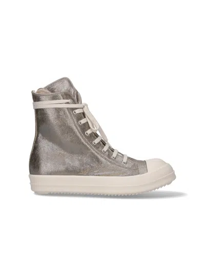 Rick Owens Drkshdw High-top Sneakers With Zip In Silver