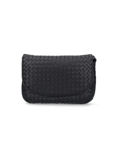 Bottega Veneta Black Veneto Flap Messenger Bag In Black