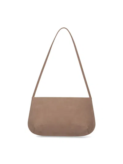 Fane Beige Bra Suede Shoulder Bag In Sand